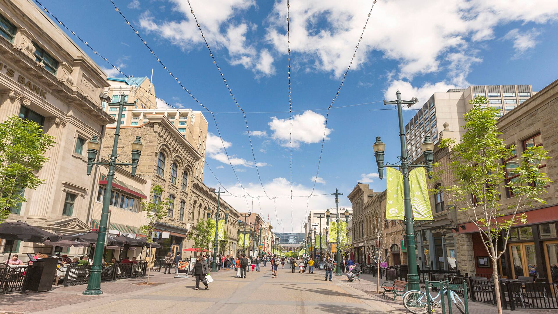 Iconic Stephen Avenue in downtown Calgary, Canada