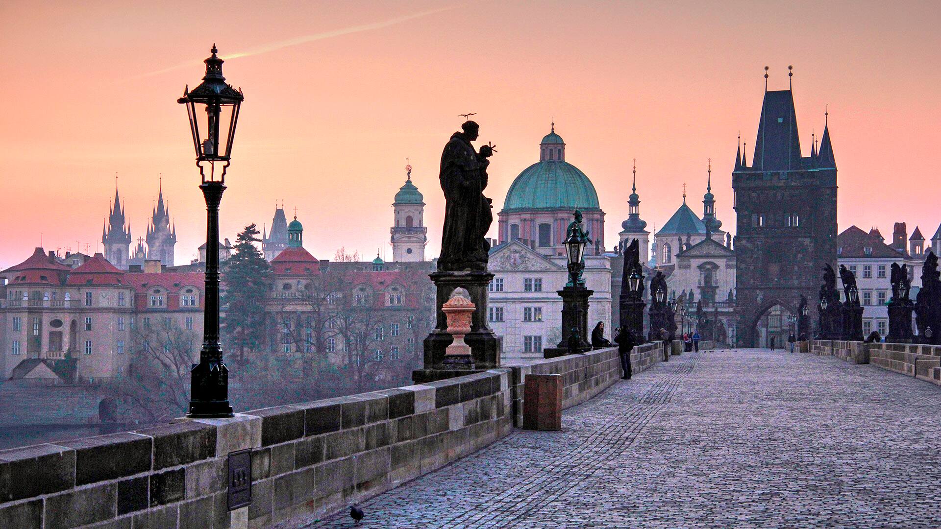 Charles Bridge in the morning, Prague, Central Bohemia, Czech Republic