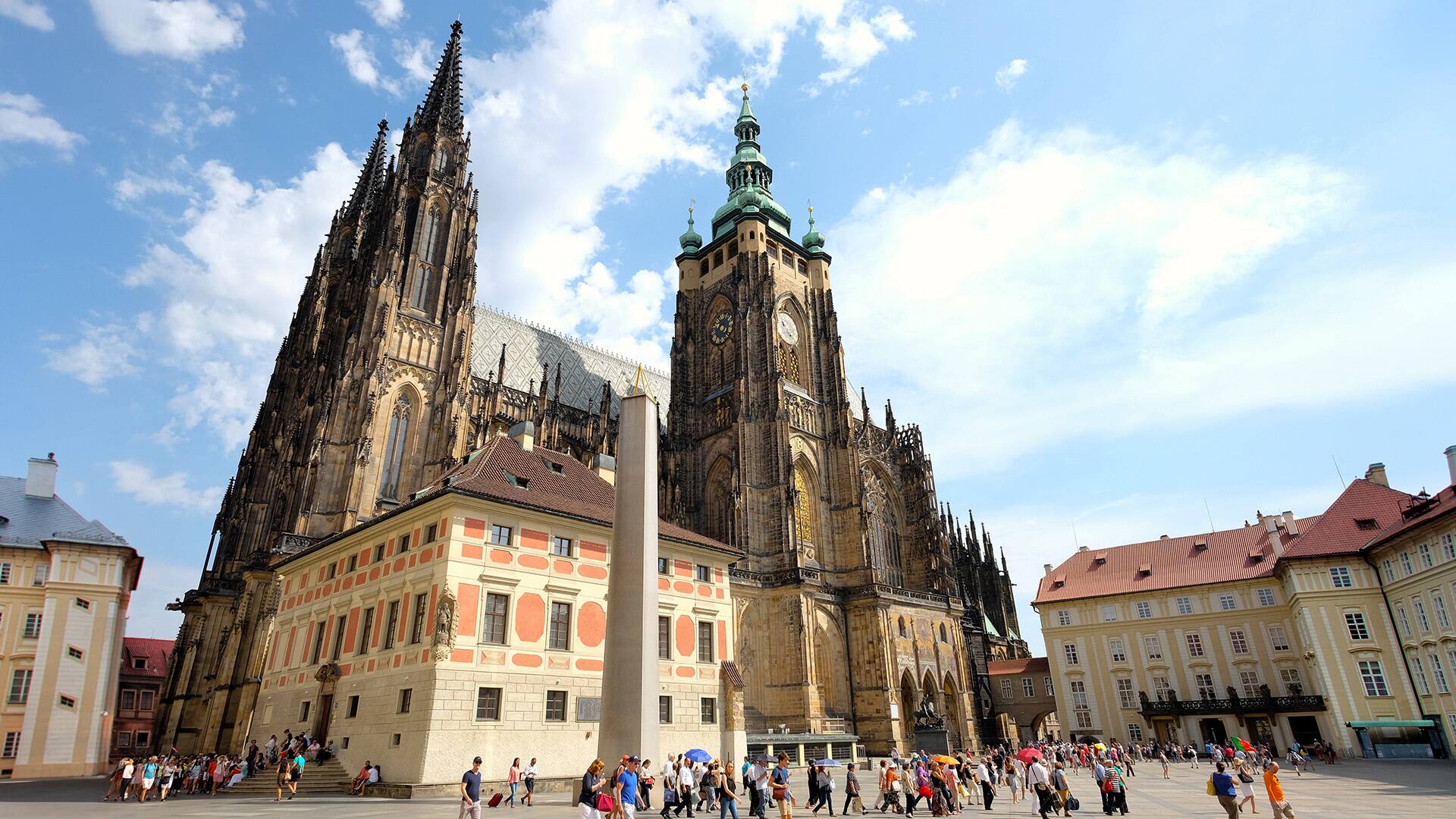The famous St. Vitus Cathedral at daylight. It is located in Prague Castle Complex and is a famous landmark in Prague, Czech Republic