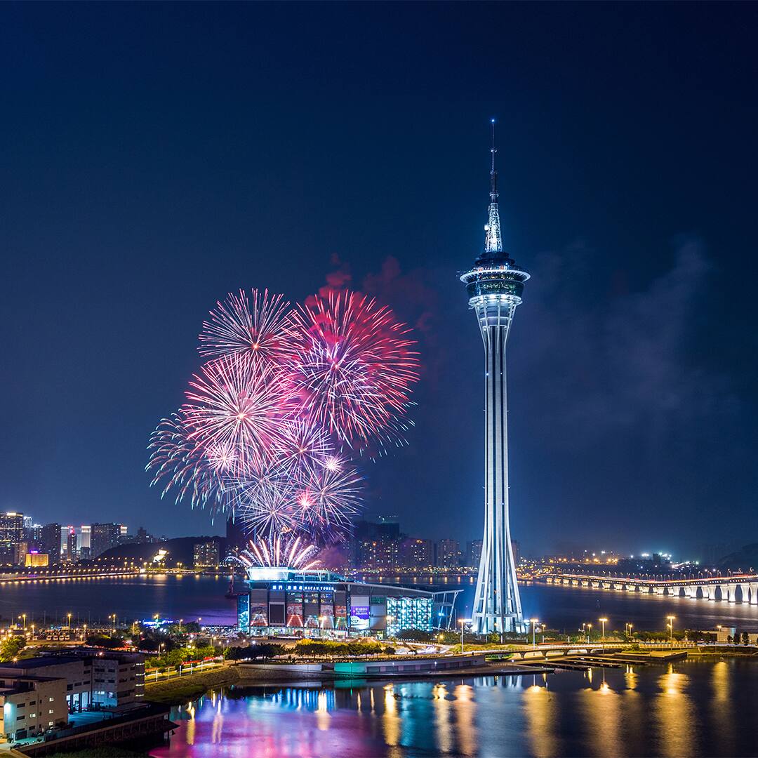 Multi-color fireworks in Macau