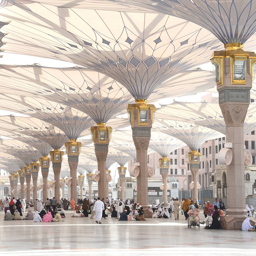 The tents of the Prophet's Mosque, Medina, Saudi Arabia