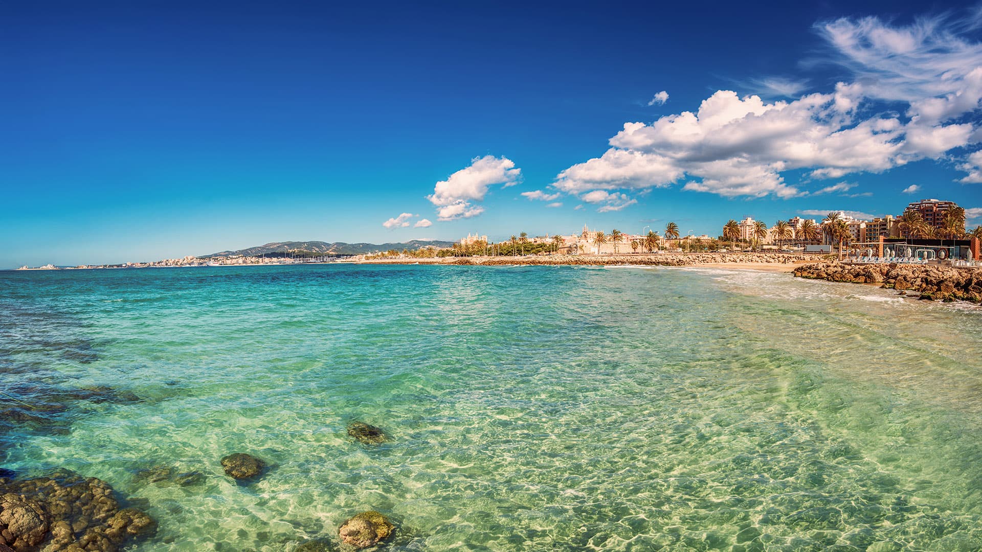 Panorama and view on the skyline of Playa de Palma de Mallorca, Spain