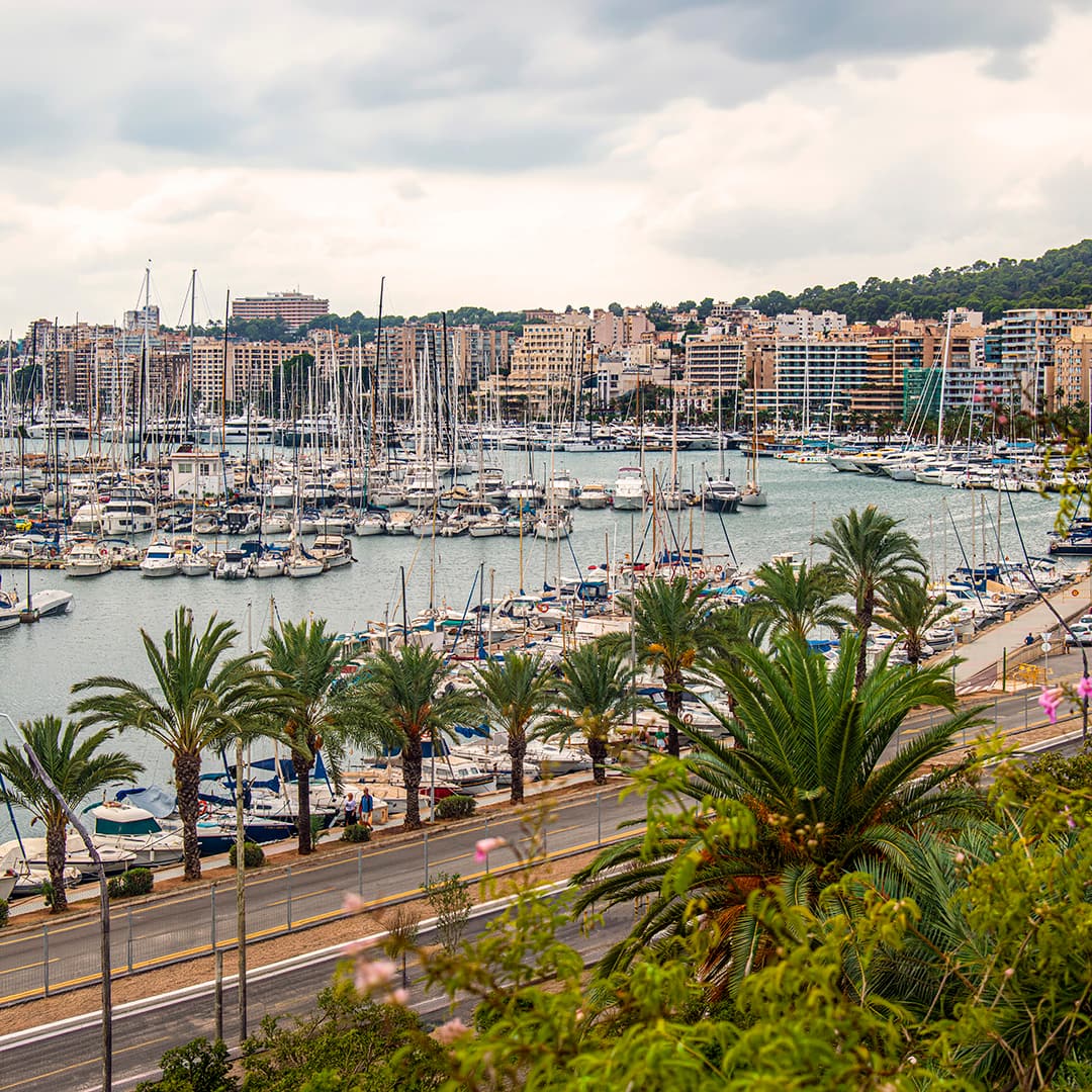 Port of Palma, sea and boats. Palma, Mallorca, Spain