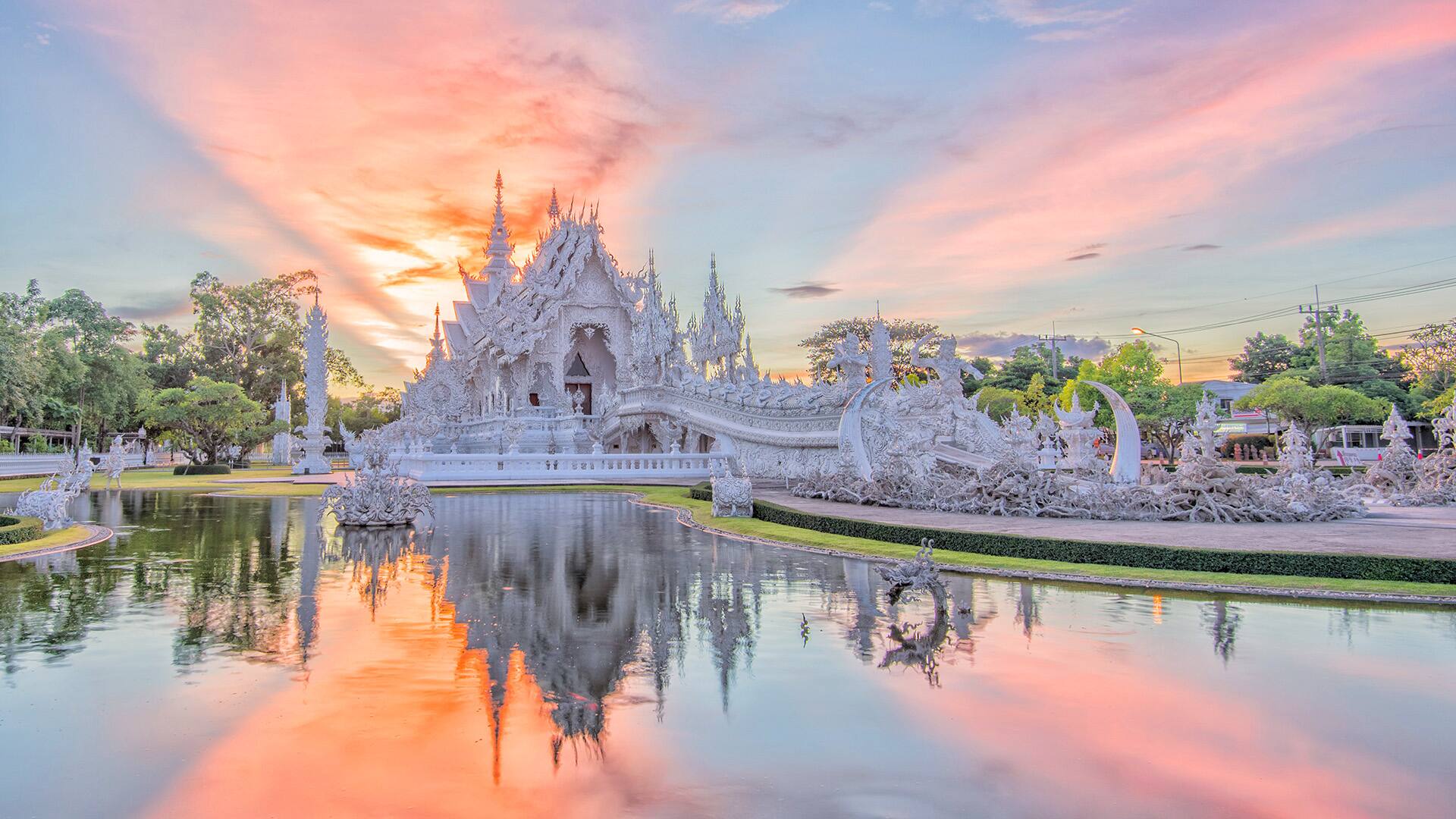 Wat Rong Khun or white temple in Chiang Rai