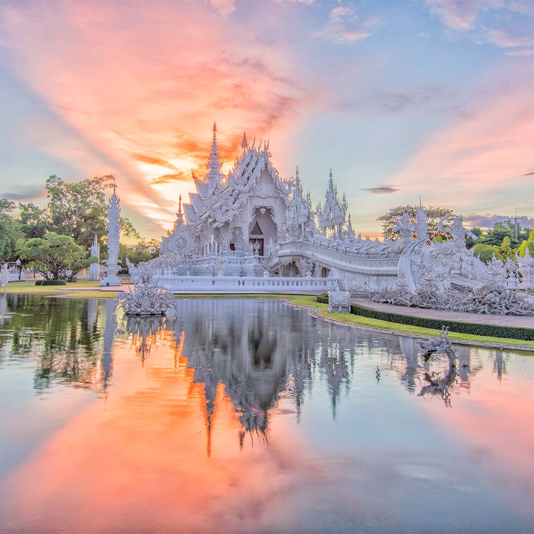 Wat Rong Khun or white temple in Chiang Rai,