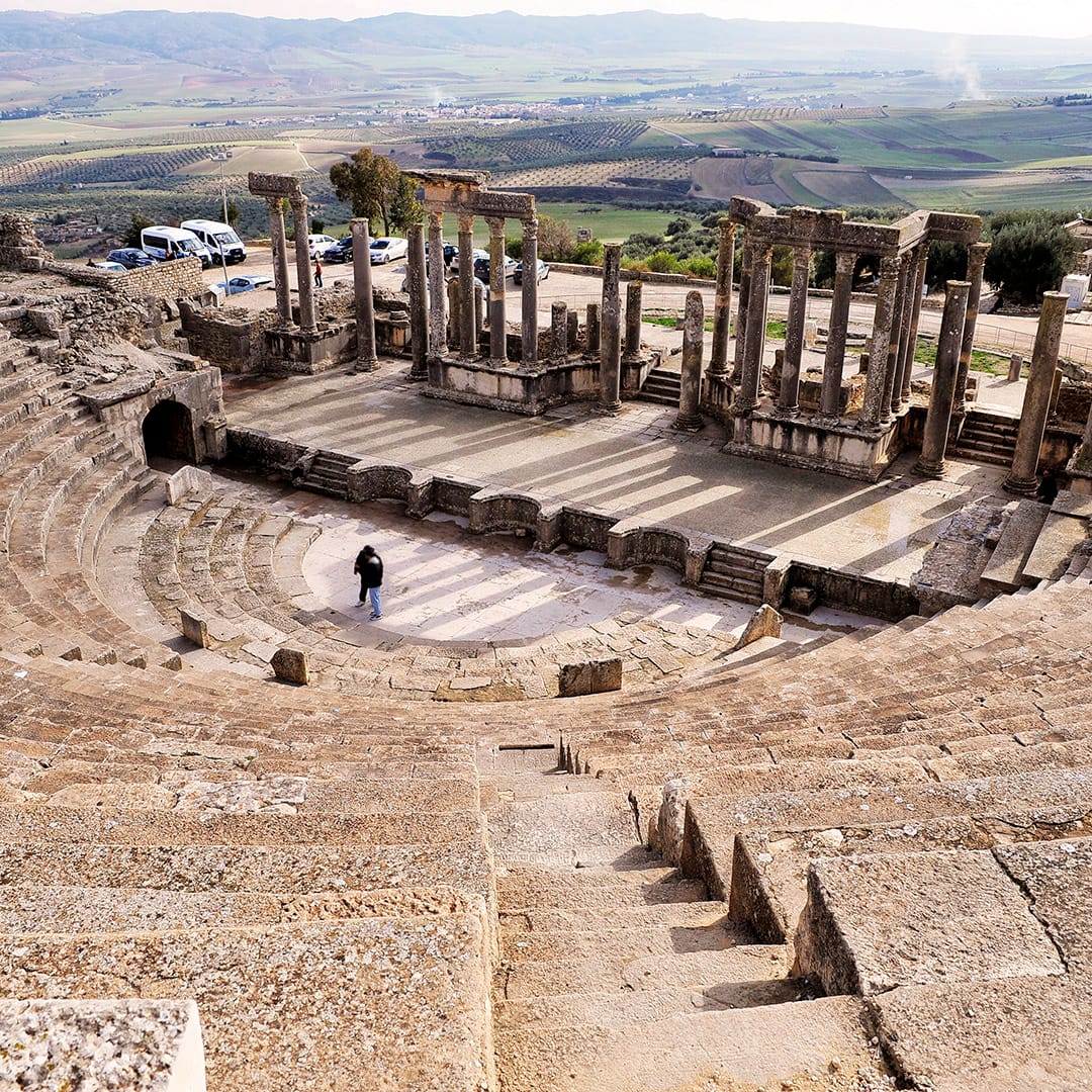 Ancient Roman theater in Dougga, Tunisia
