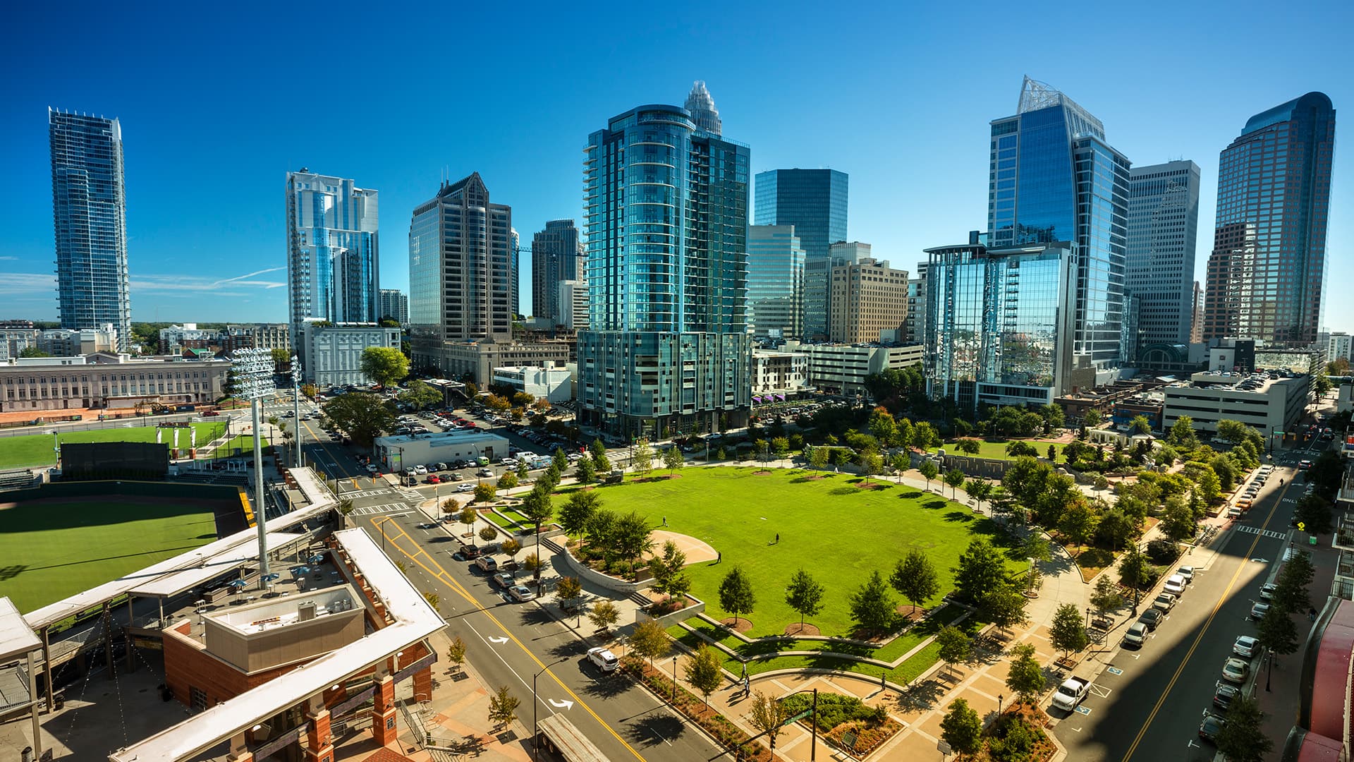 City skyline of downtown Charlotte North Carolina USA