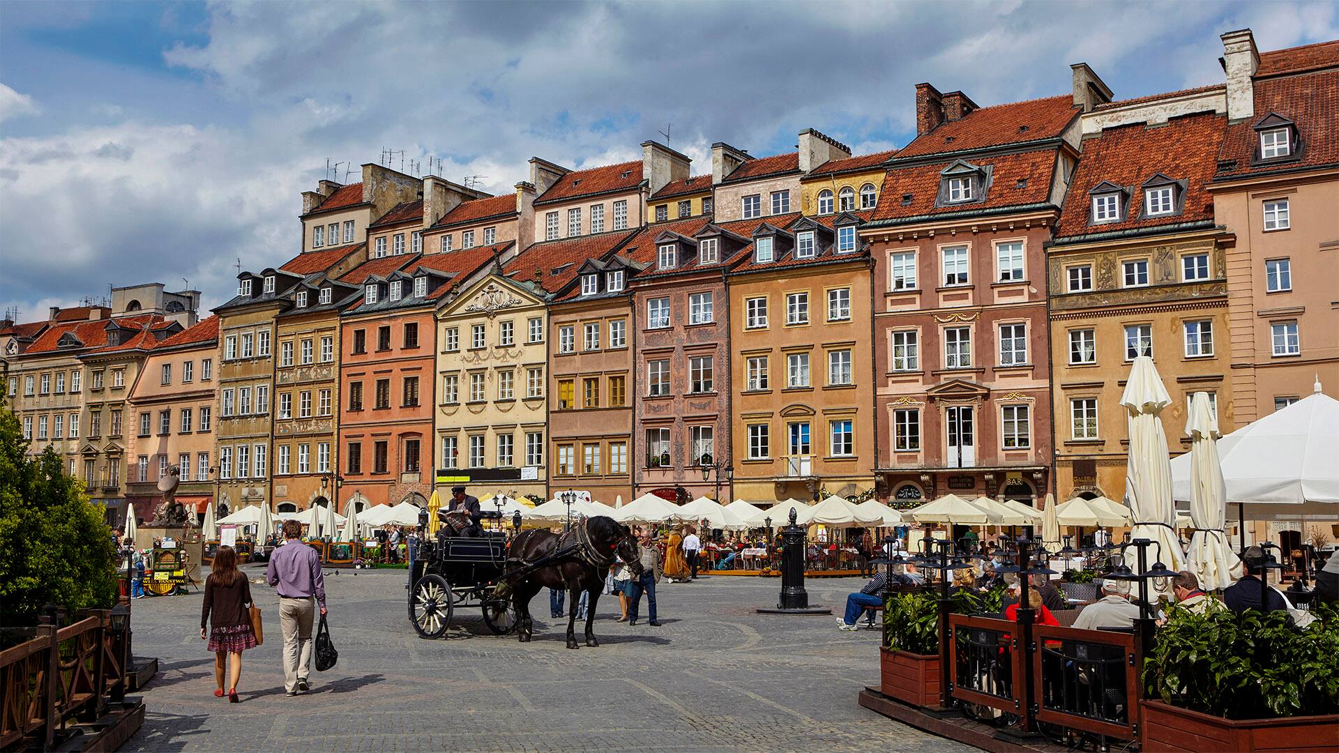 Aerial view of Warsaw historical old town, Poland