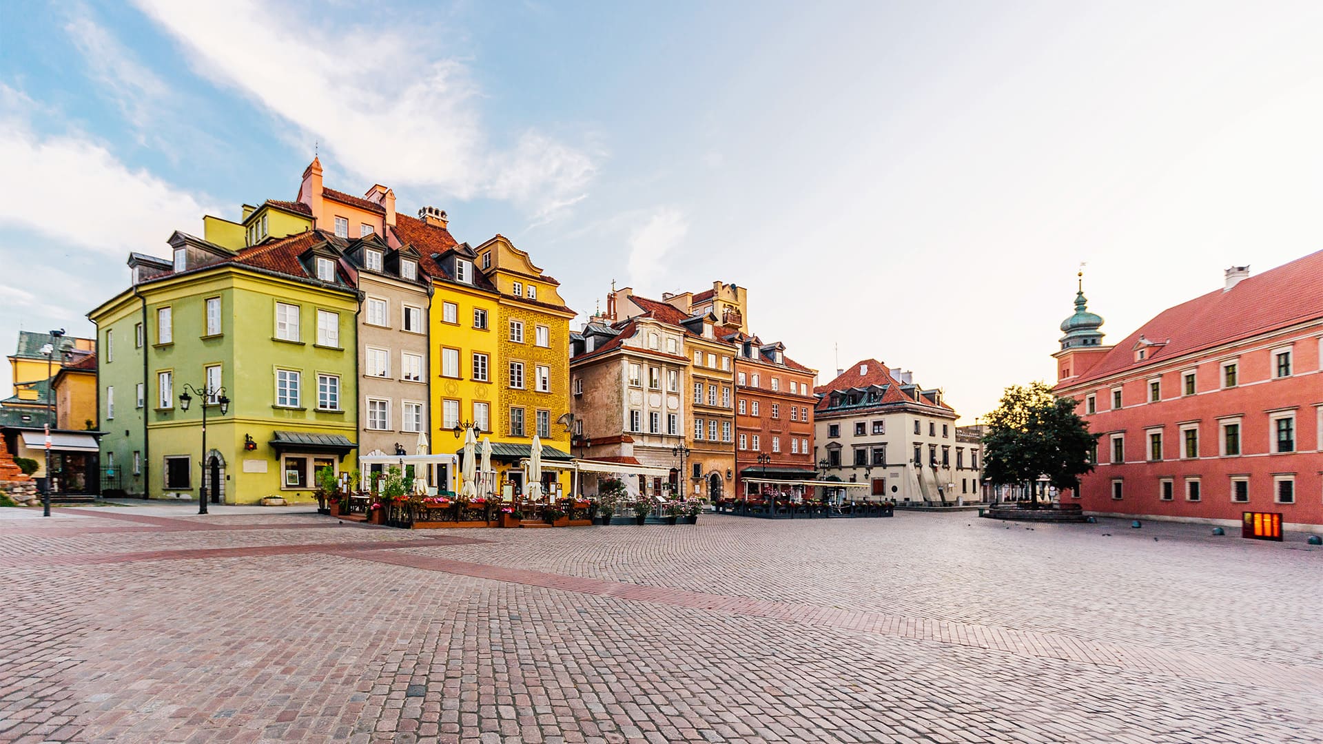 Warsaw old town on a sunny day, Poland