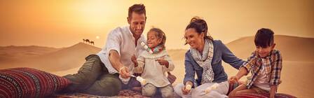 family camping in the desert in abu dhabi
