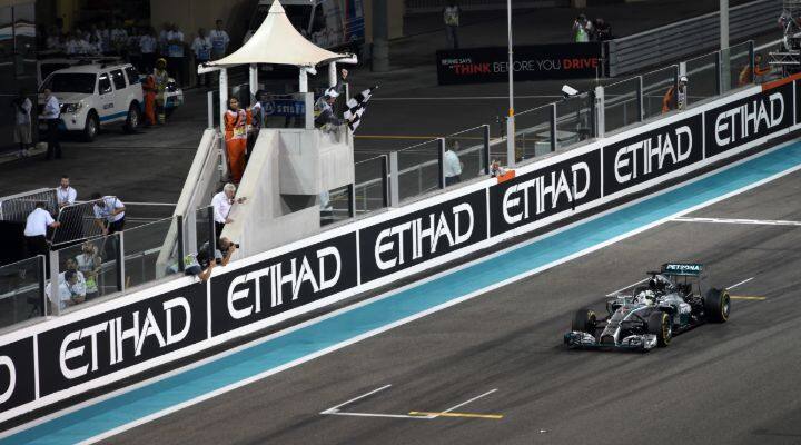 lewis hamilton wins the race in 2014 at abu dhabi 