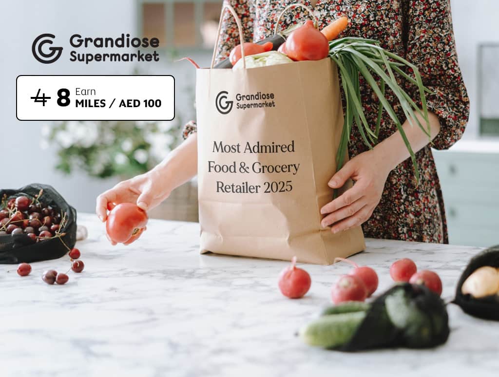 Grandiose: Earn 2X the miles on the Grandiose Supermarket App