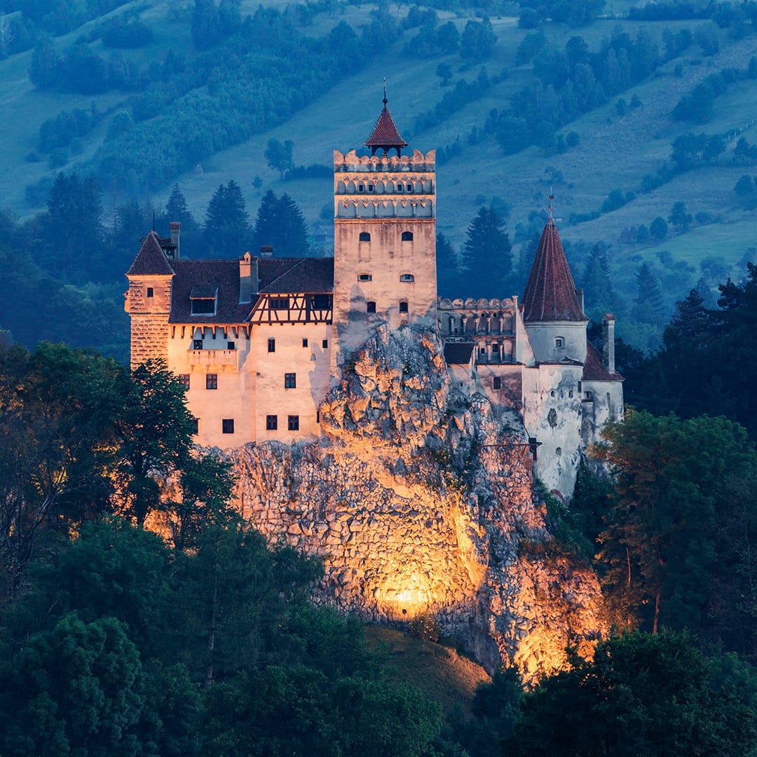 bran castle at night