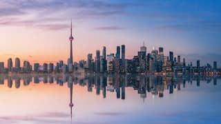 toronto cityscape skyline view at dusk