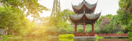 chengdu park pavilion temple and lake