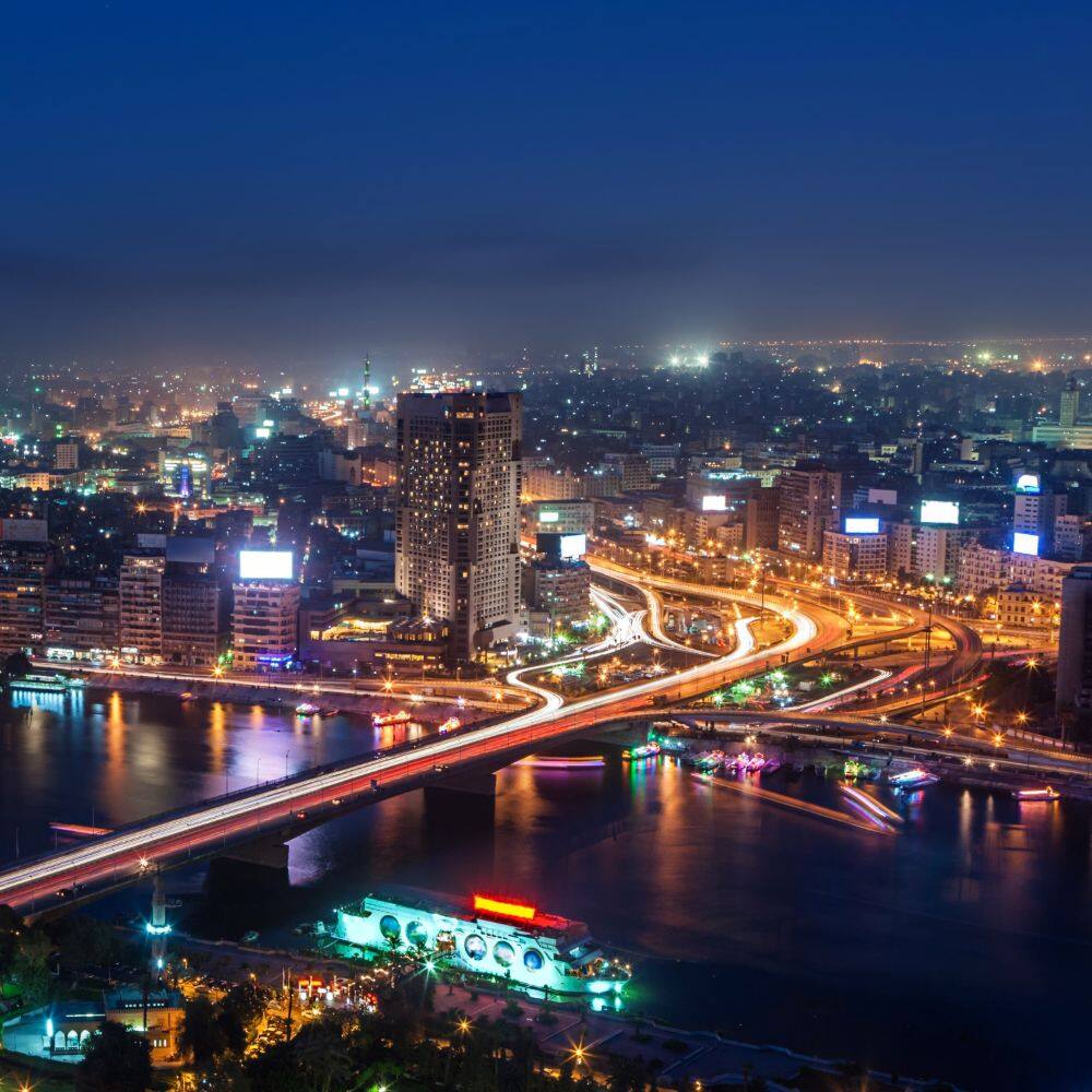 city skyline cairo at dusk 
