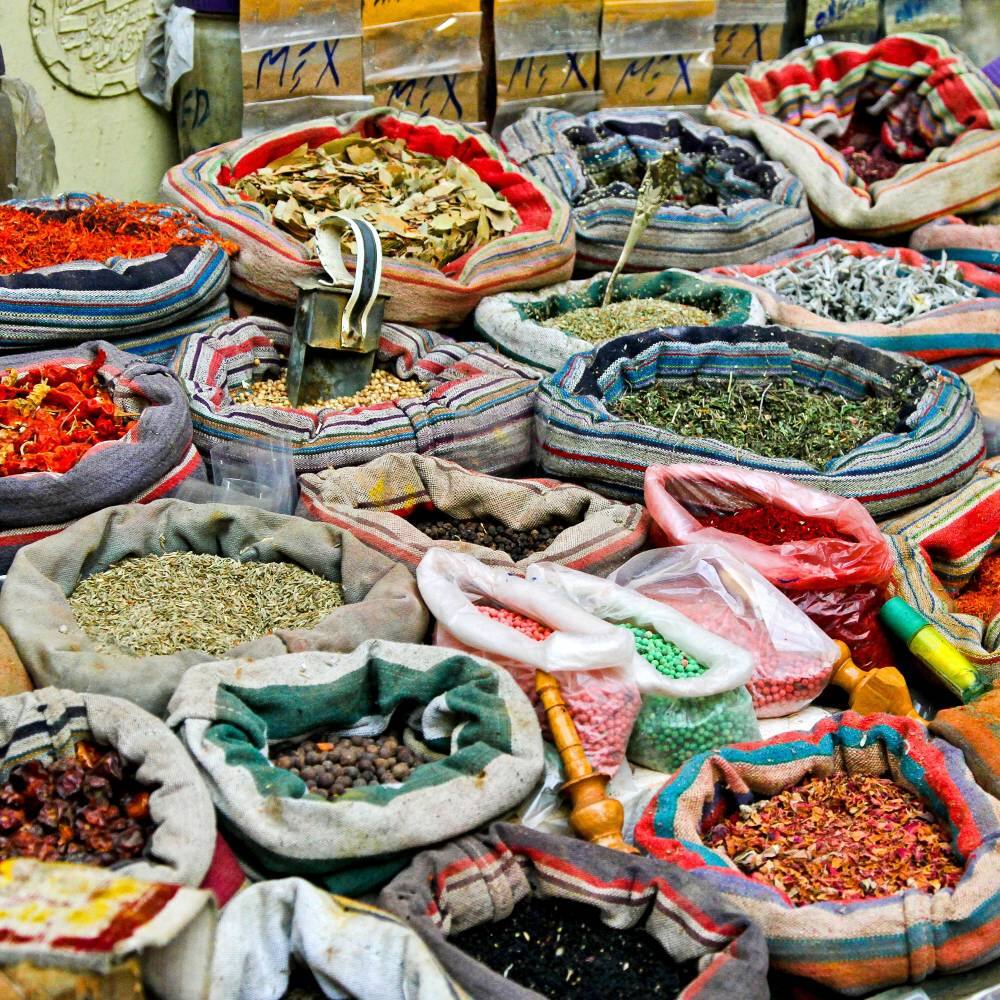 variety of spices at a market in cairo egypt 