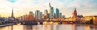 skyline of frankfurt at sunset