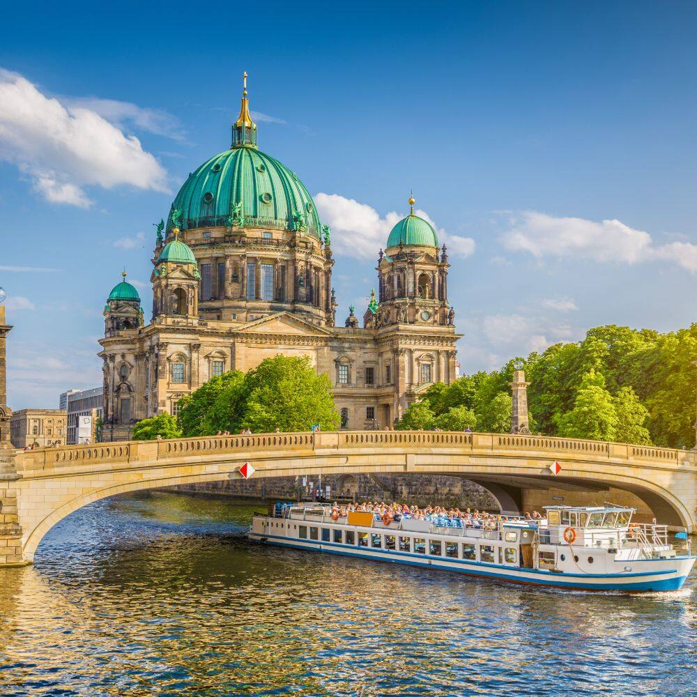  view of berlin cathedral and museum island by river 