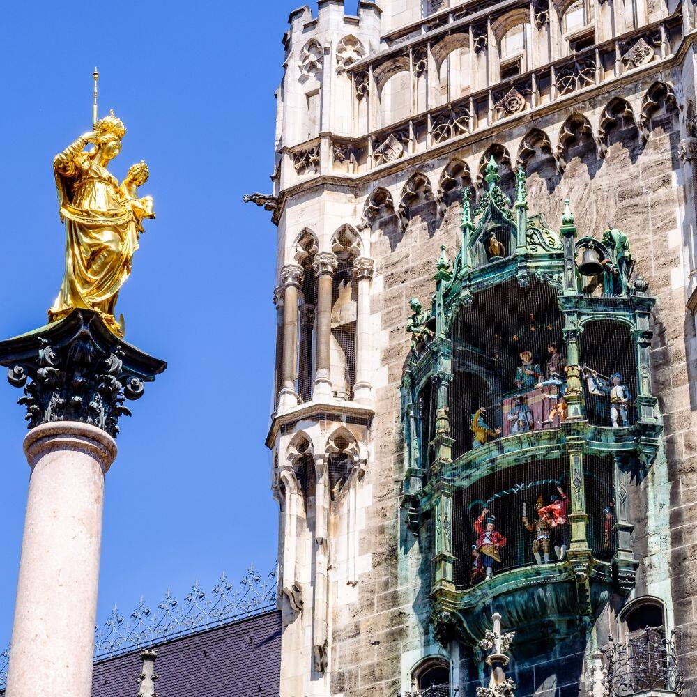 statue next to city hall in munich