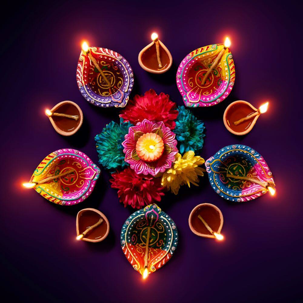 candles and lamps on diwali