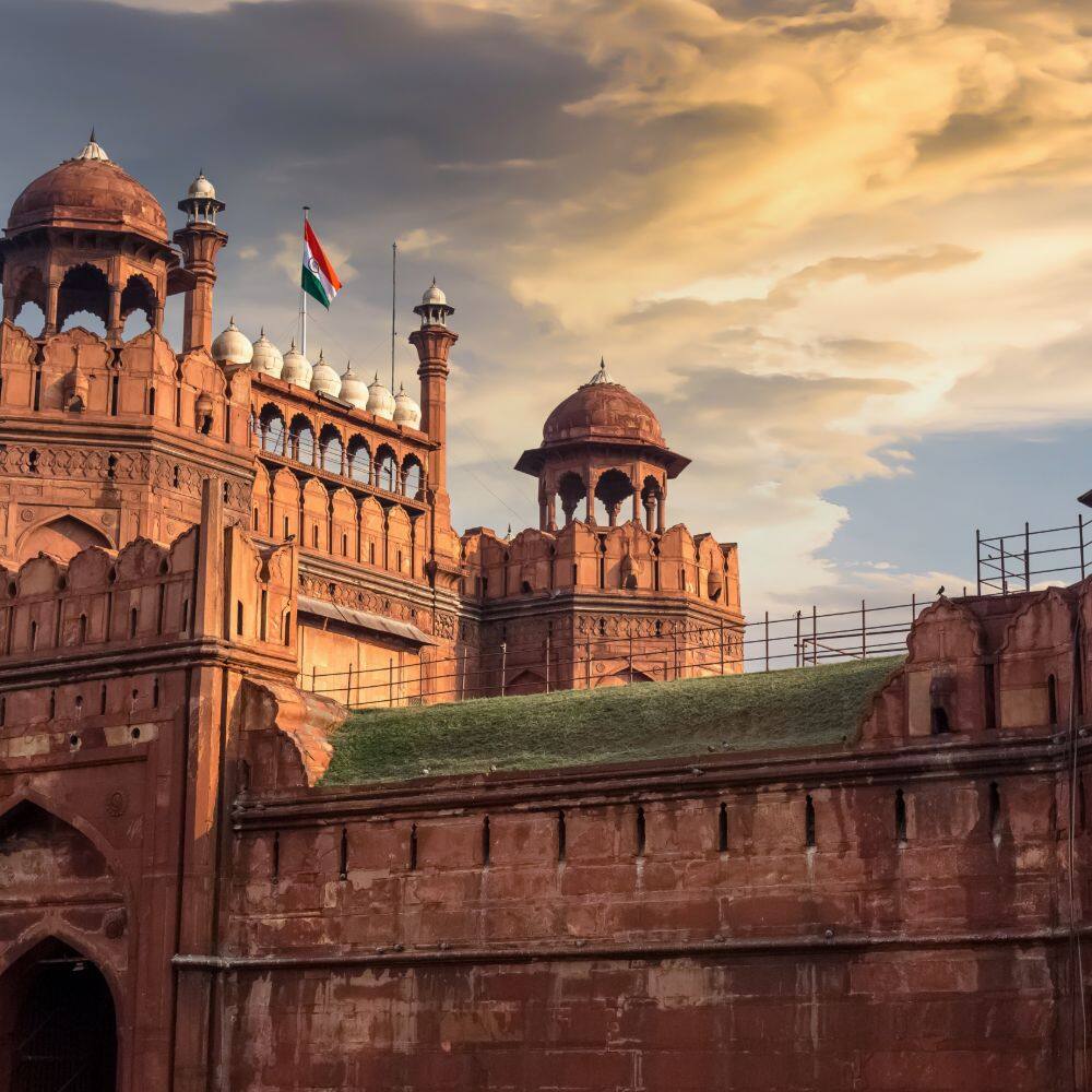 close up of the red fort in delhi