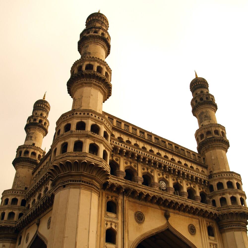 close up of the charminar monument hyderabad