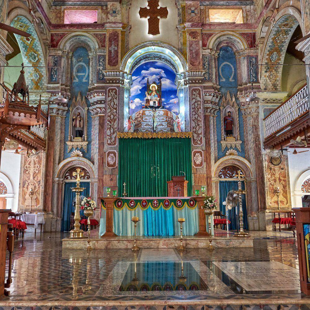 the inside of st francis church in kochi