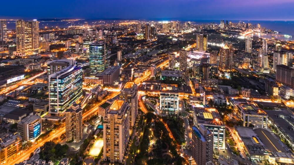 aerial view of mumbai at night