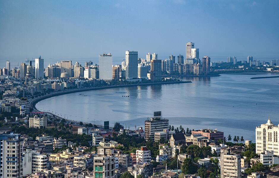 aerial view of mumbai city in india