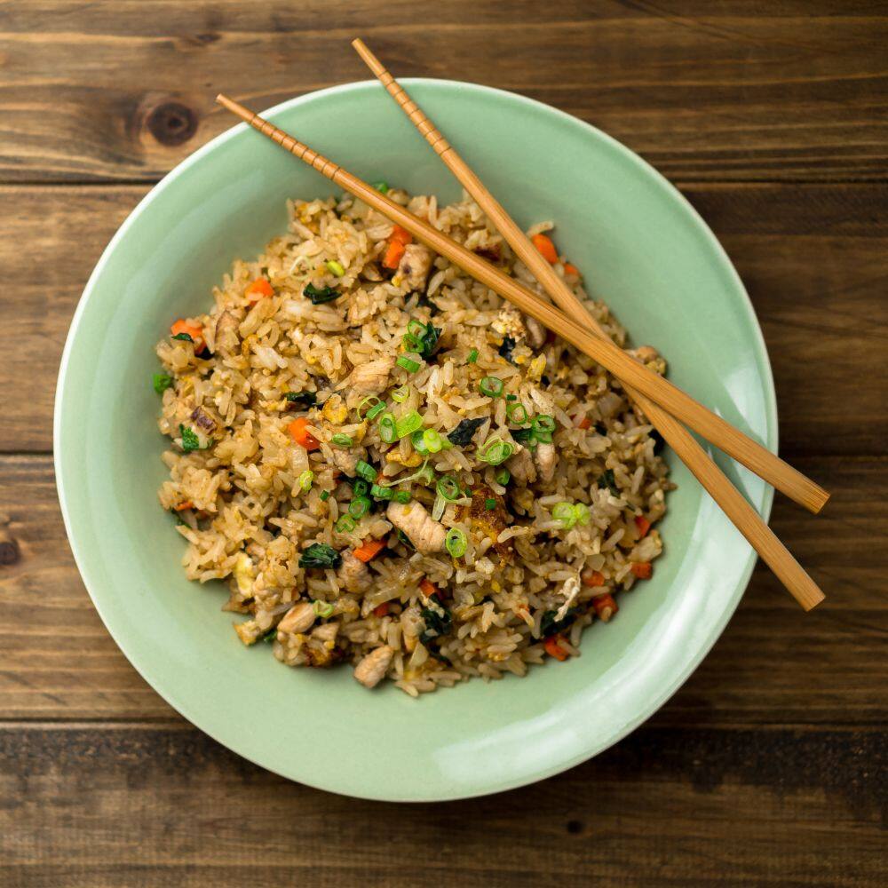 nasi goreng on a wooden table Indonesi