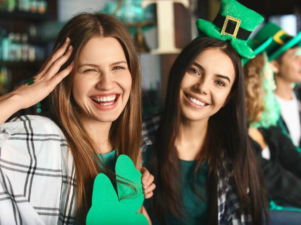 two young women celebrating st patricks day in dublin