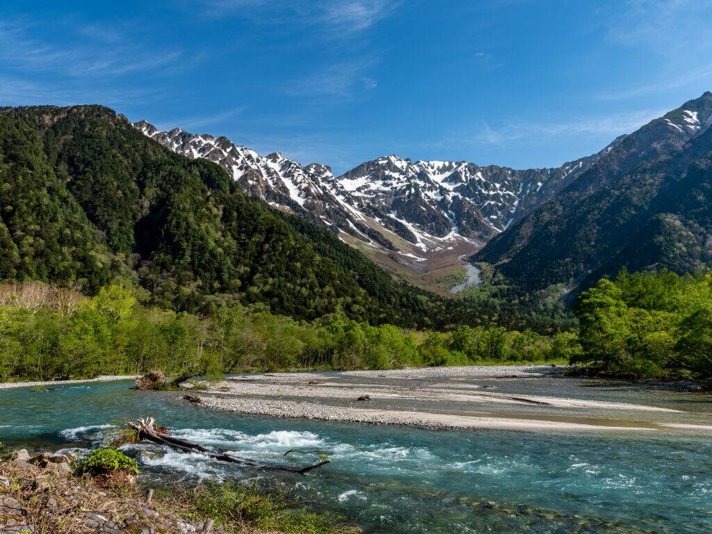 japan kamikochi mountain and river