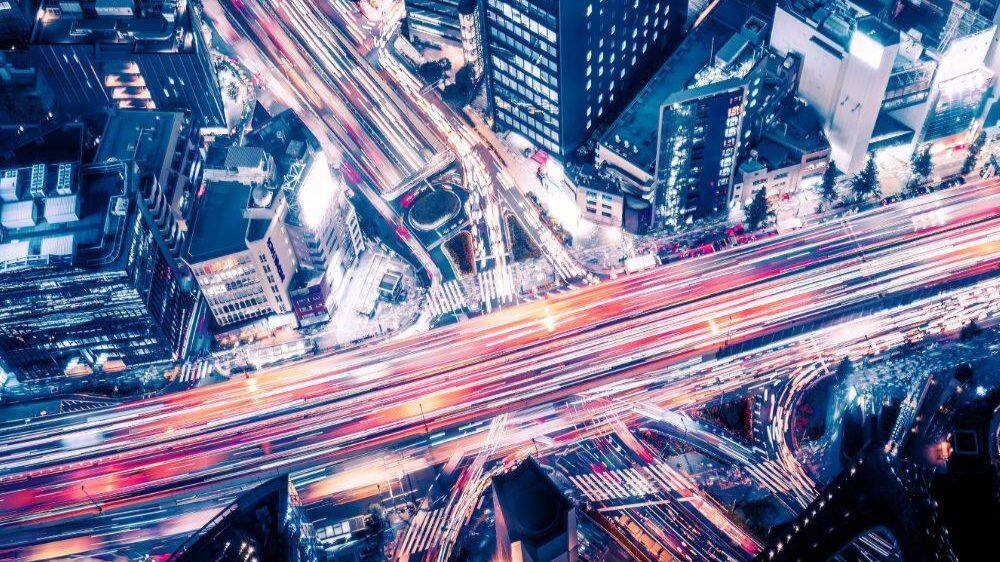 tokyo aerial view of motorway