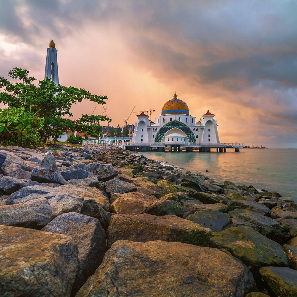 malacca straits floating mosque in malaysia 