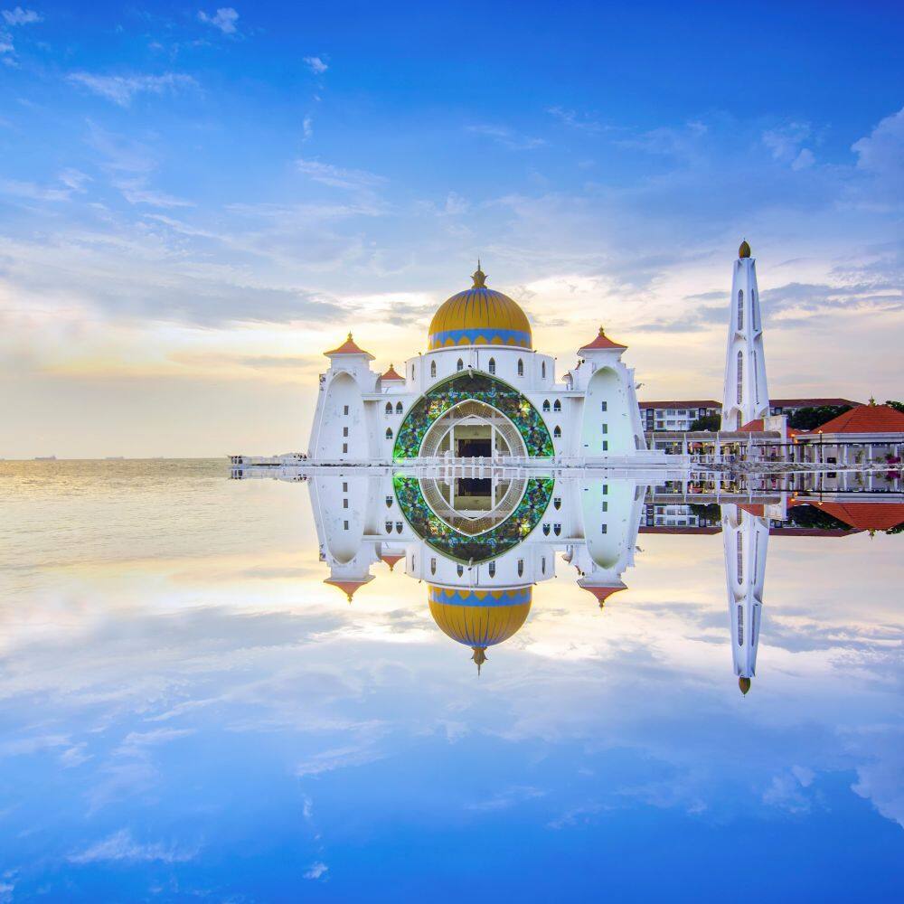 malacca straits mosque in malaysia 