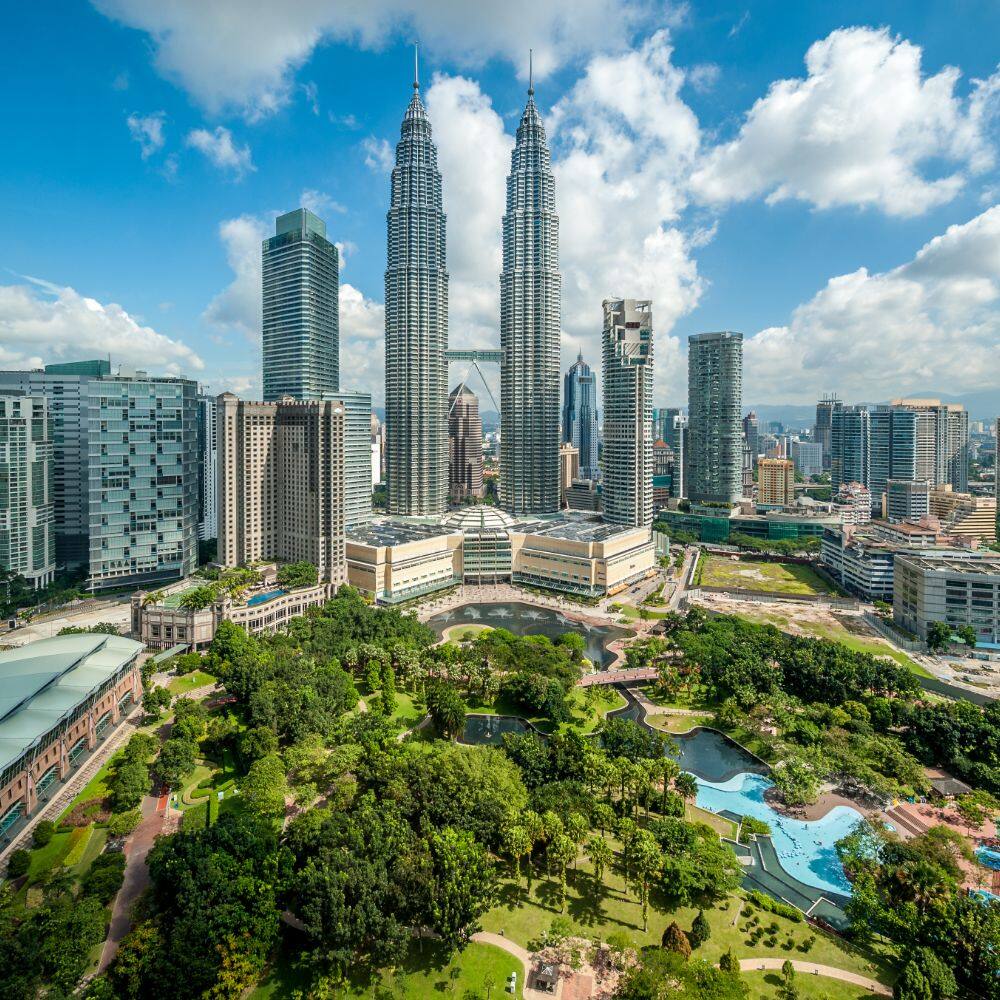 view overlooking park and skyline of kuala lumpur 