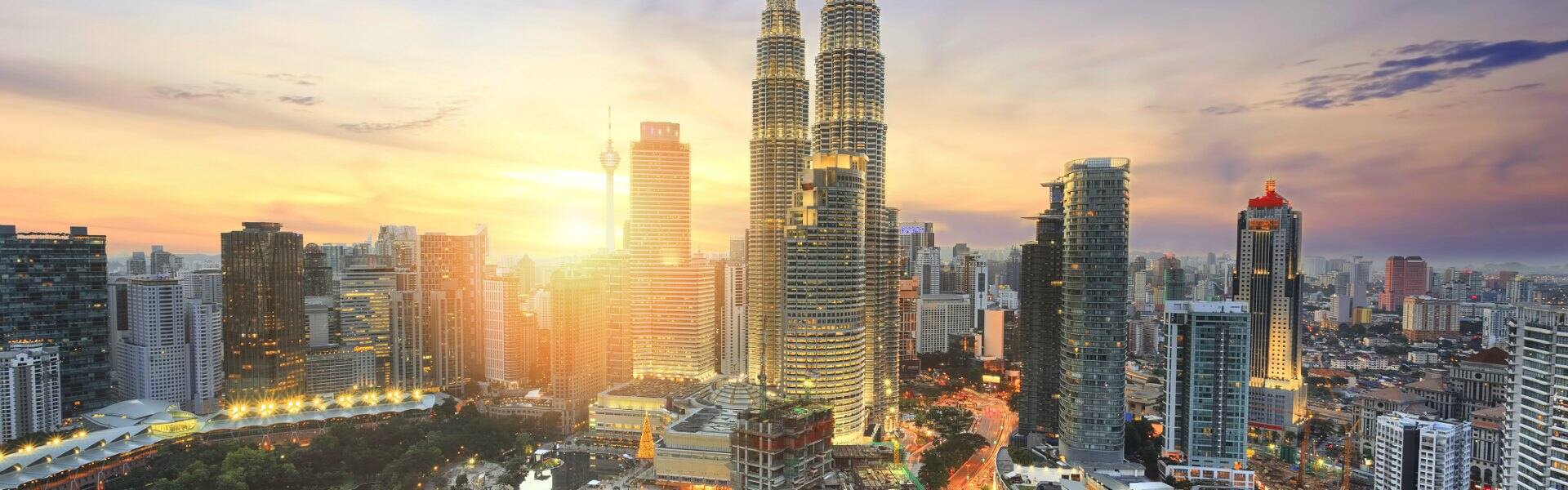skyline of the city of kuala lumpur at sunset 