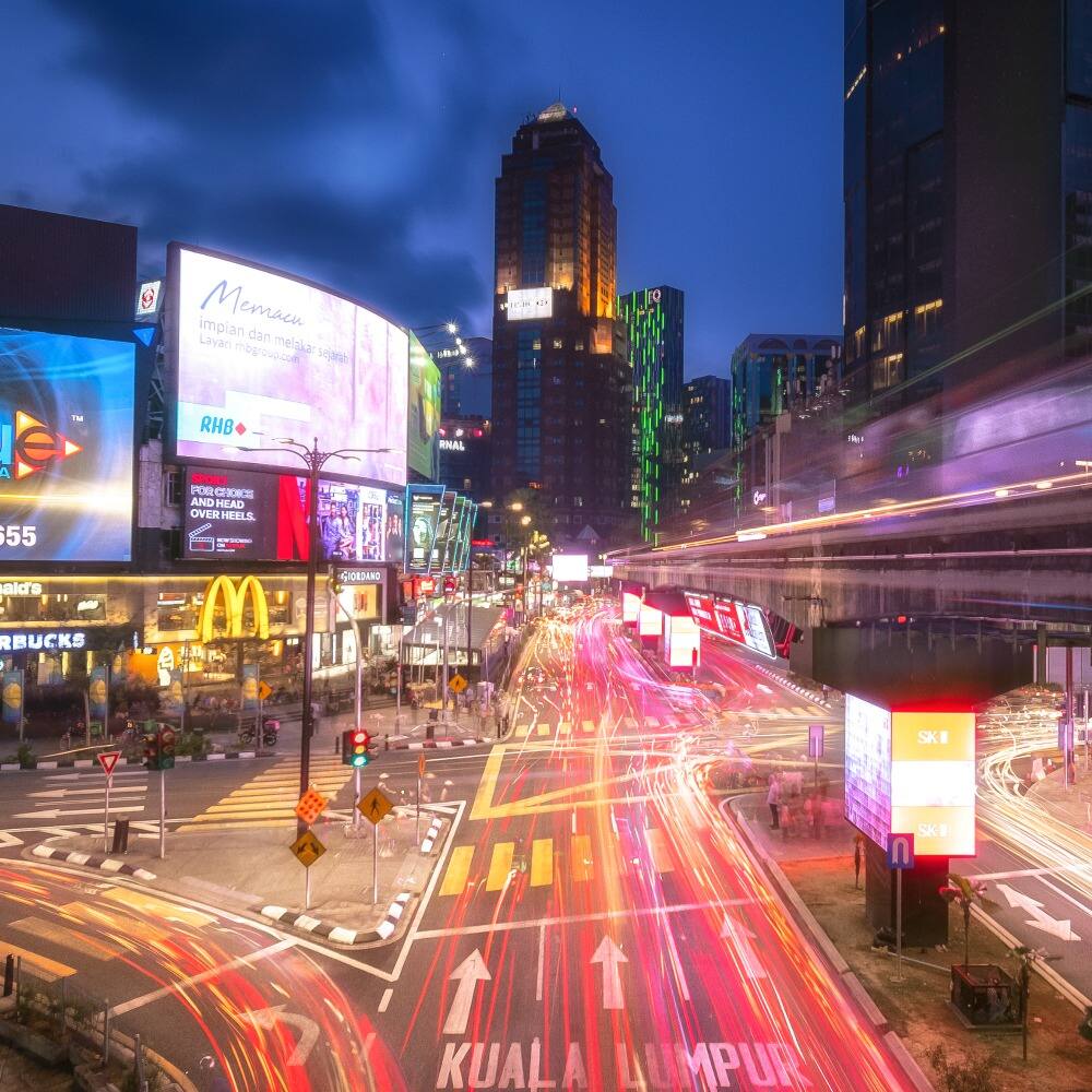 street light trail in kuala lumpur malaysia 