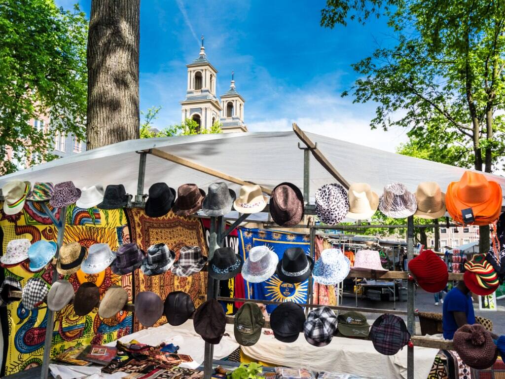 amsterdam hats at the local market