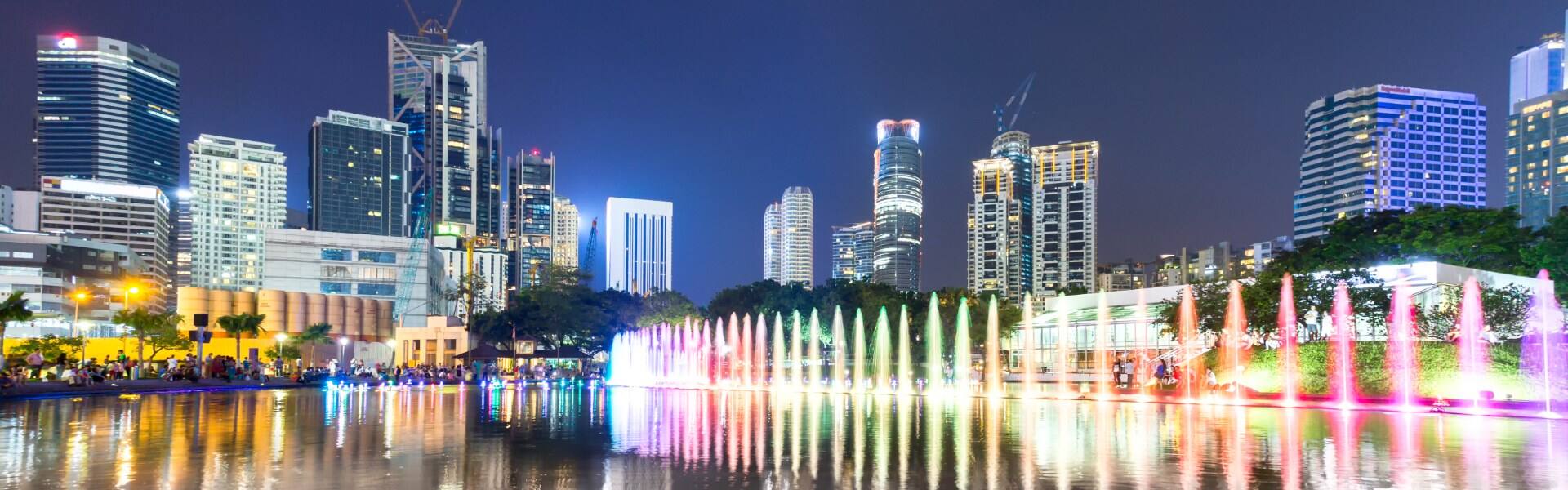 skyline and bay at night in karachi pakistan