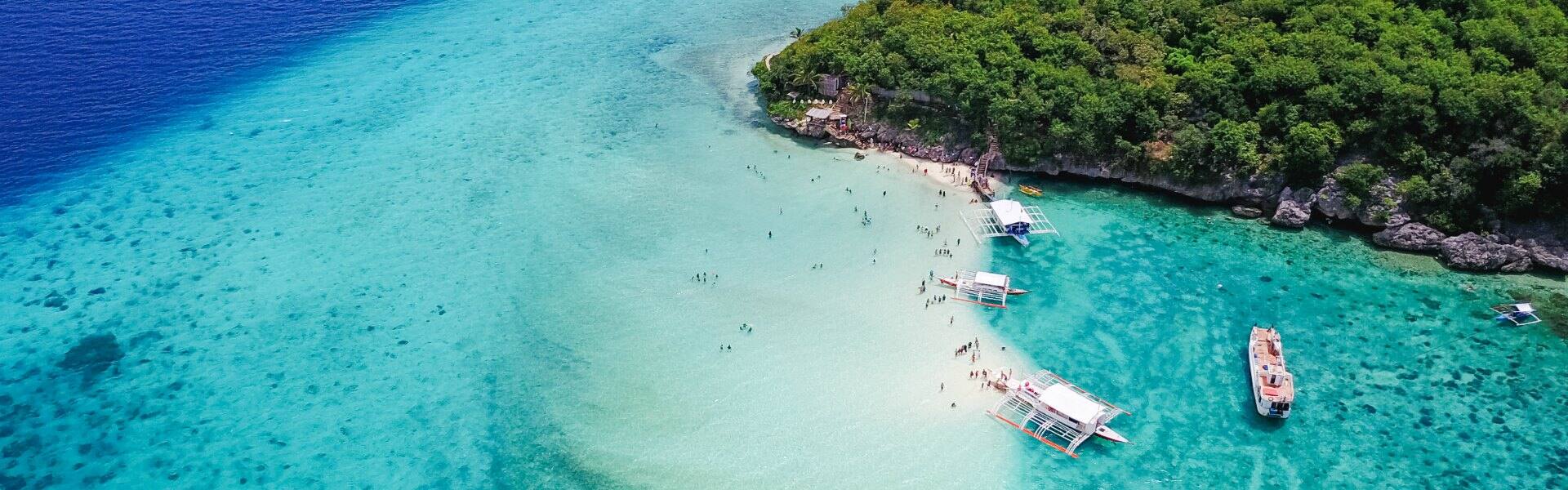 beautiful lambug beach and sea in the philippines