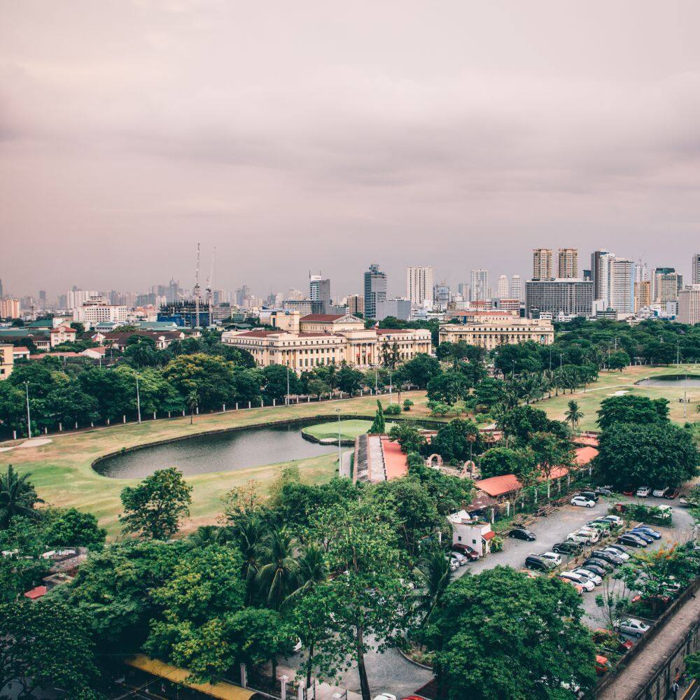 aerial view of a large park in manila