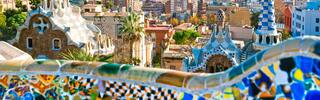 close up of the mosaics at guell park