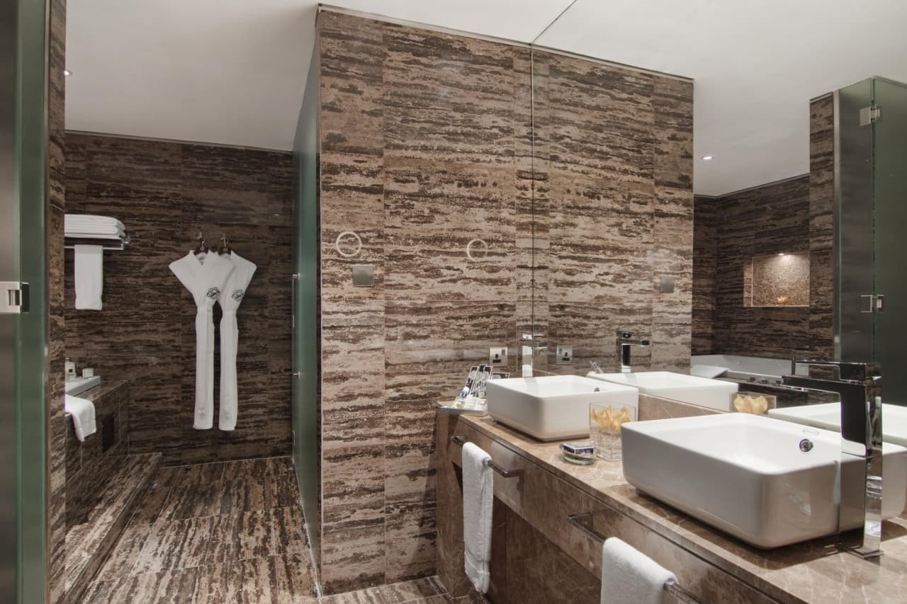 fairmont bathroom with dressing gown