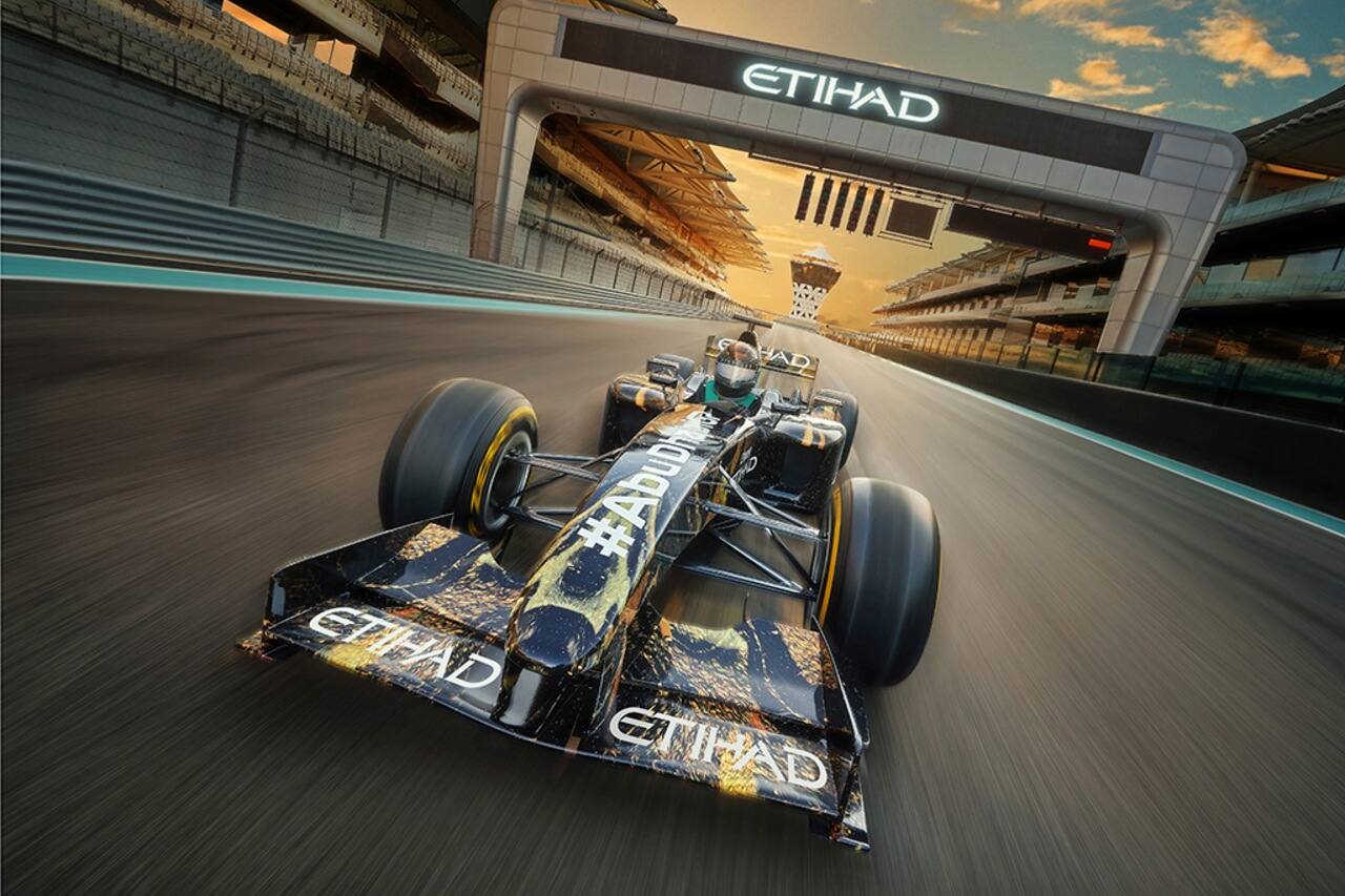 formula one car on yas marina racetrack