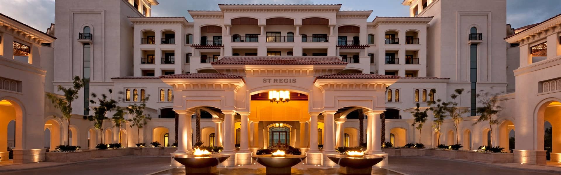 exterior view of st regis at dusk
