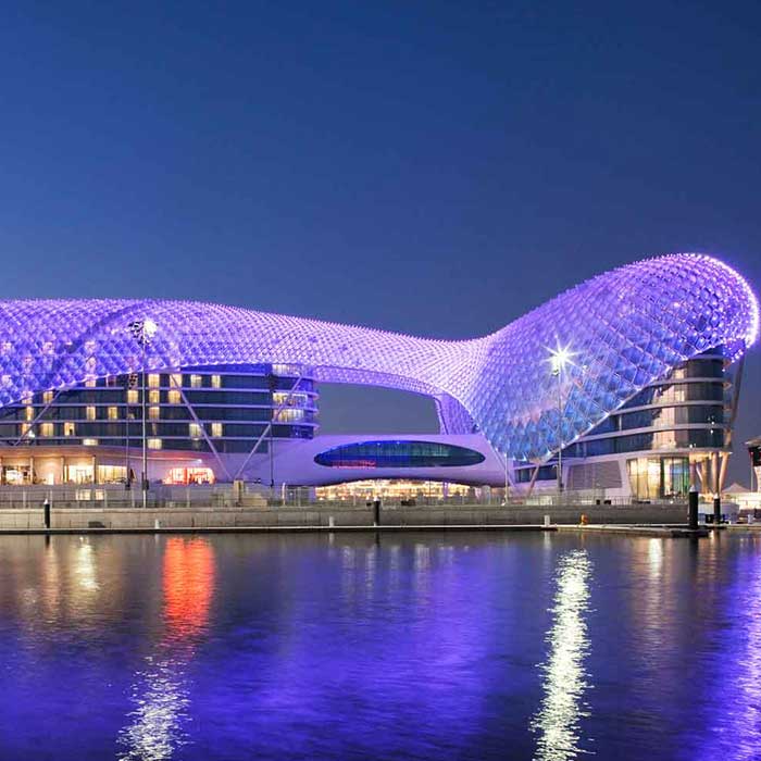 w abu dhabi hotel at night