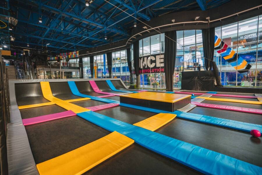 trampoline area at marina mall