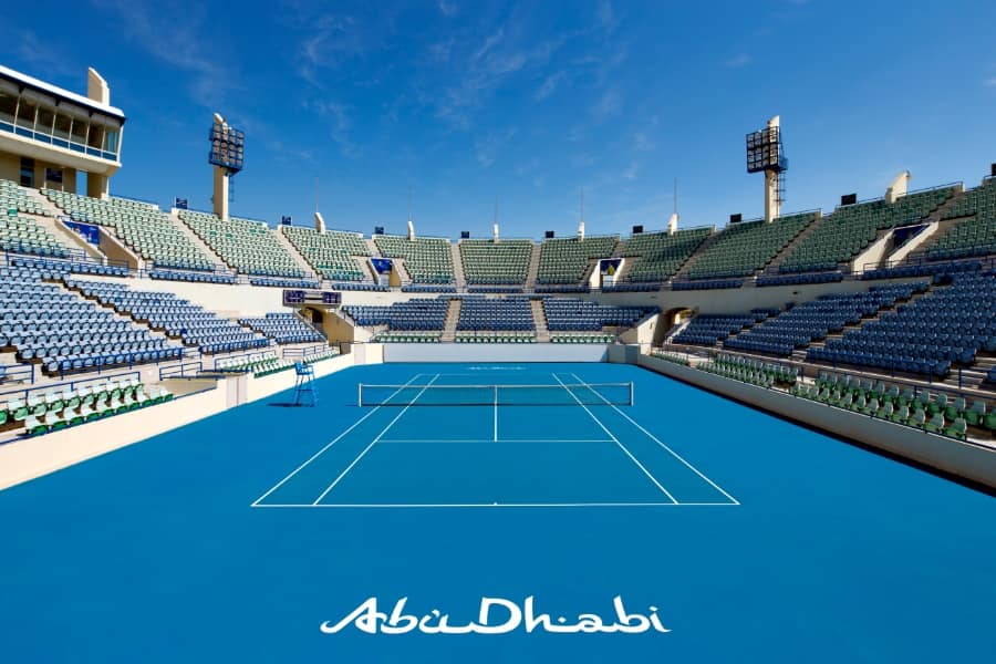 tennis courts surrounded by seating